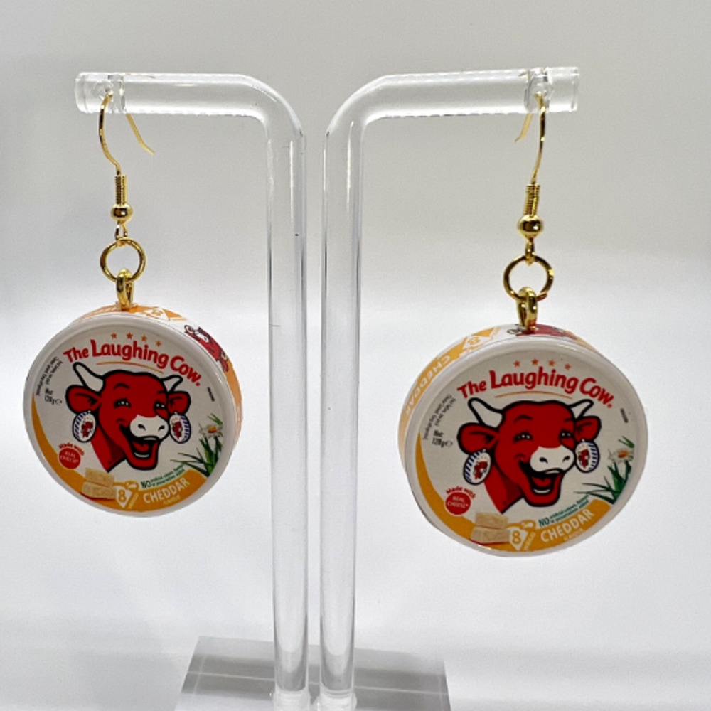 Laughing Cow Cheese Wheel Earrings - Mini Brands Earrings - Snack Earrings